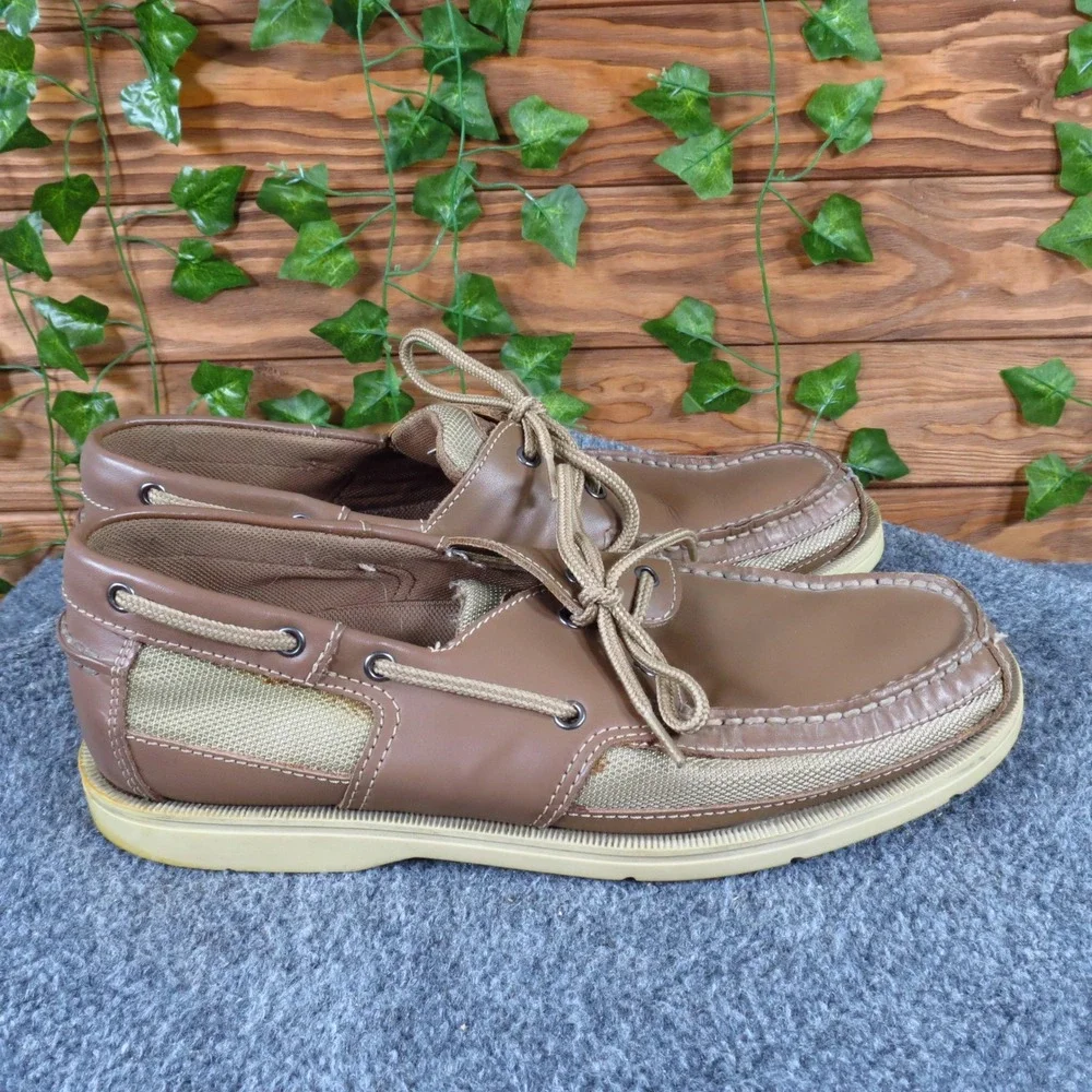Rockport Surveyor Mens Boat Shoe‎ Size 9.5 Casual Nautical Brown Leather Tan